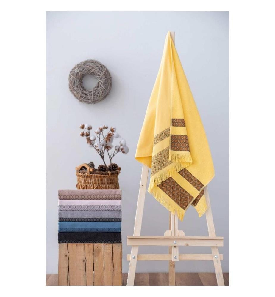 Serviette de bain, jaune, coton