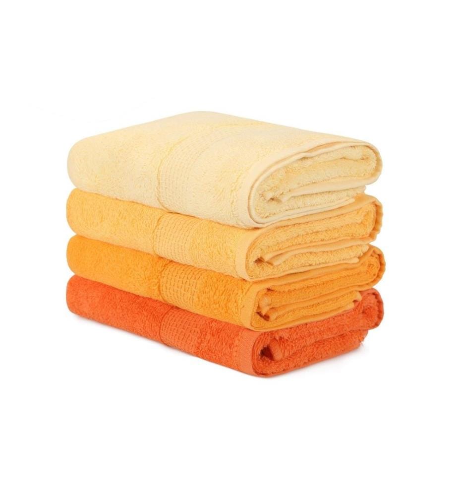 Set d'essuie-mains, 4 pièces, jaune clair, jaune, orange pâle, orange, coton, 480 gr-m²,