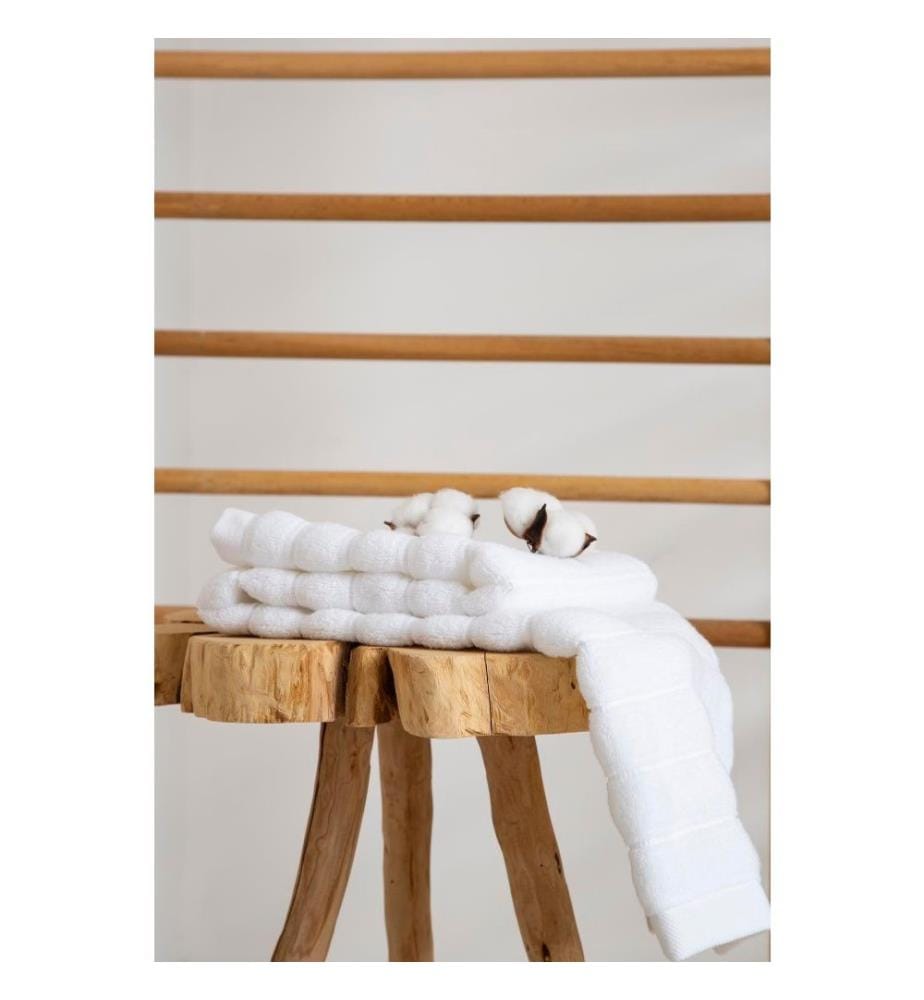 Set de serviettes de toilette, 3 pièces, blanc, coton, 410 gr-m²,