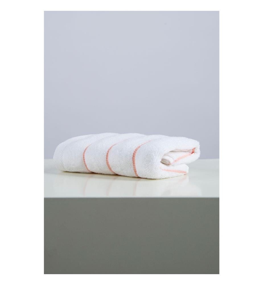 Serviette de toilette, blanc, rose, coton, 480 gr-m²,