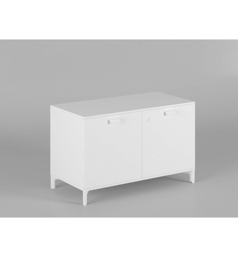 Armoire multifonctions, blanc, panneau de particules mélaminé