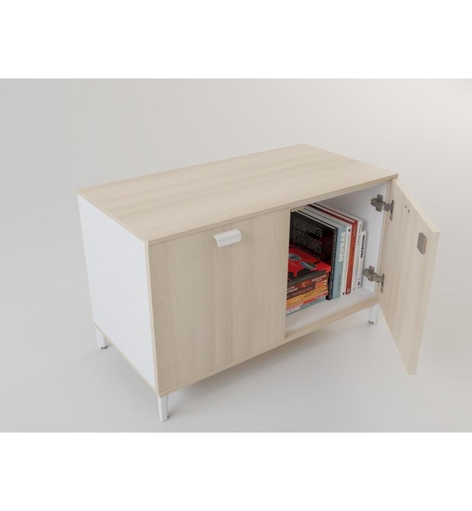 Armoire multifonctions, chêne, blanc, panneau de particules mélaminé