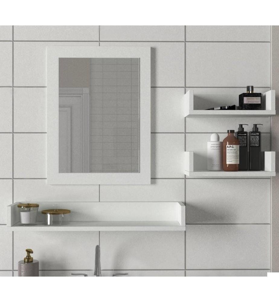 Armoire de toilette, blanc, panneau de particules mélaminé
