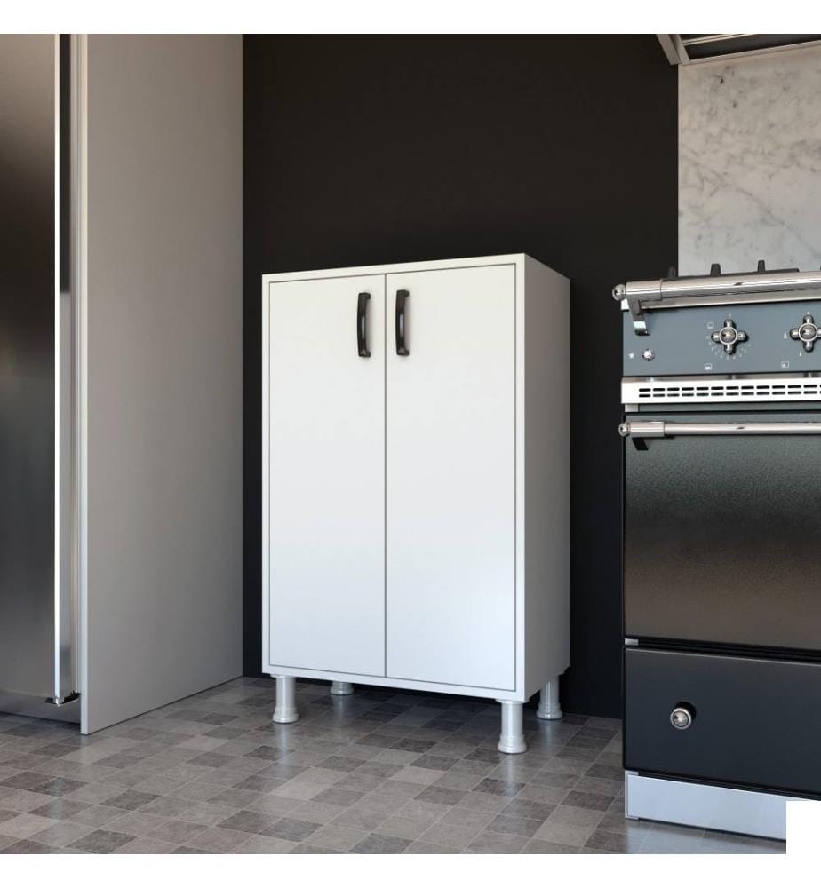 Armoire multifonctions, blanc, panneau de particules mélaminé
