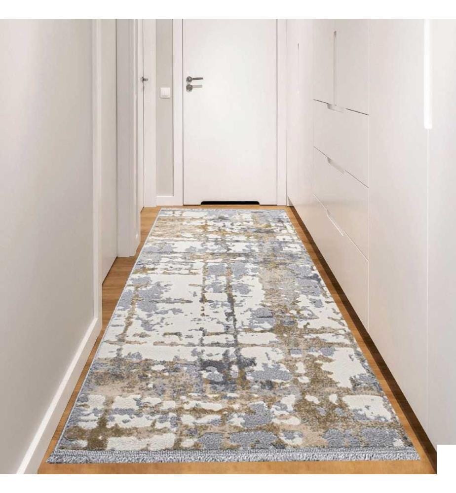 Tapis de hall, 80 x 400, , Gris, Beige, Crème, 60% Polypropylène - 40% Polyester, 1700 G-m²,