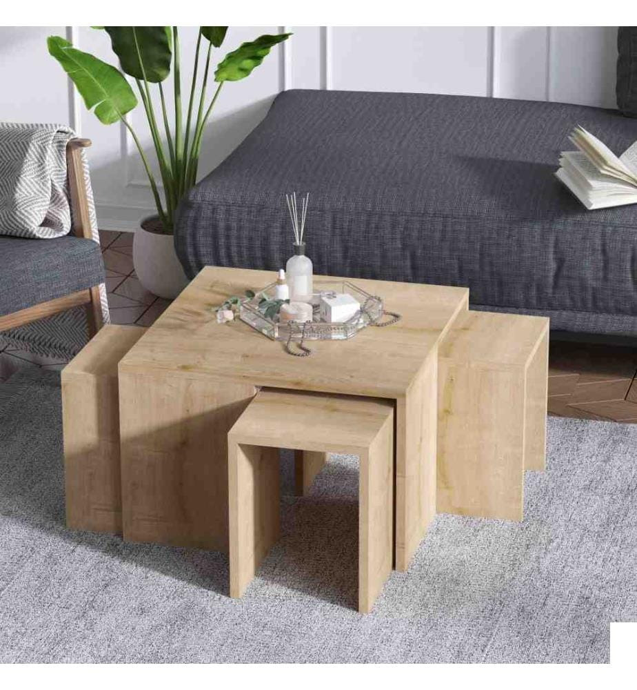 Set de table basse, chêne saphir, panneau de particules mélaminé