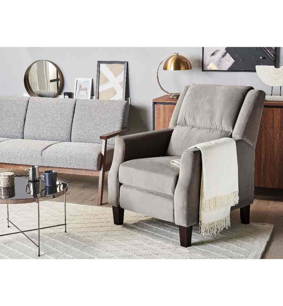 Fauteuil de Relaxation Gris Inclinable avec Rembourrage Épais Confort d'Assise et Position Réglable pour Soirée Télé et Cinéma à Domicile