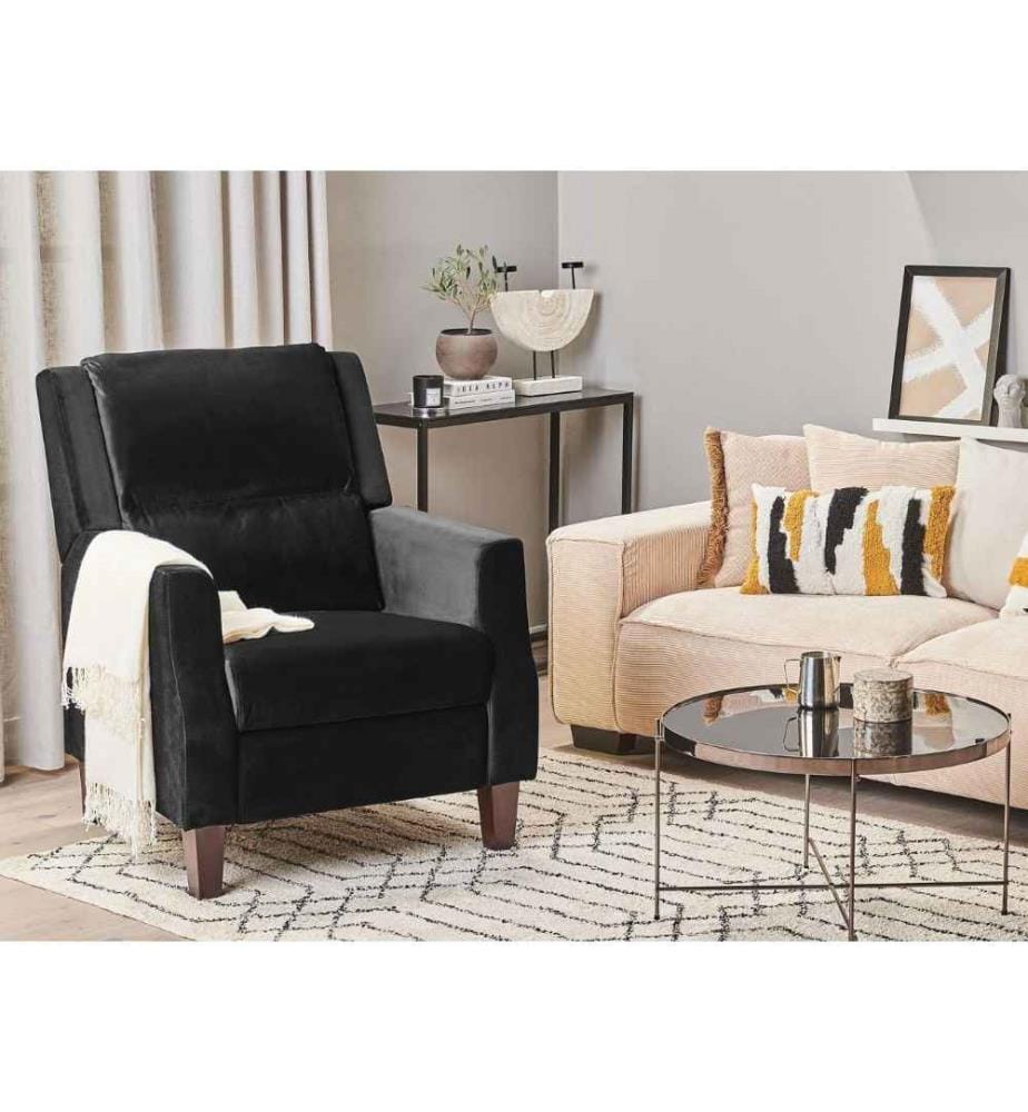 Fauteuil de Relaxation Noir Inclinable avec Rembourrage Épais Confort d'Assise et Position Réglable pour Soirée Télé et Cinéma à Domicile