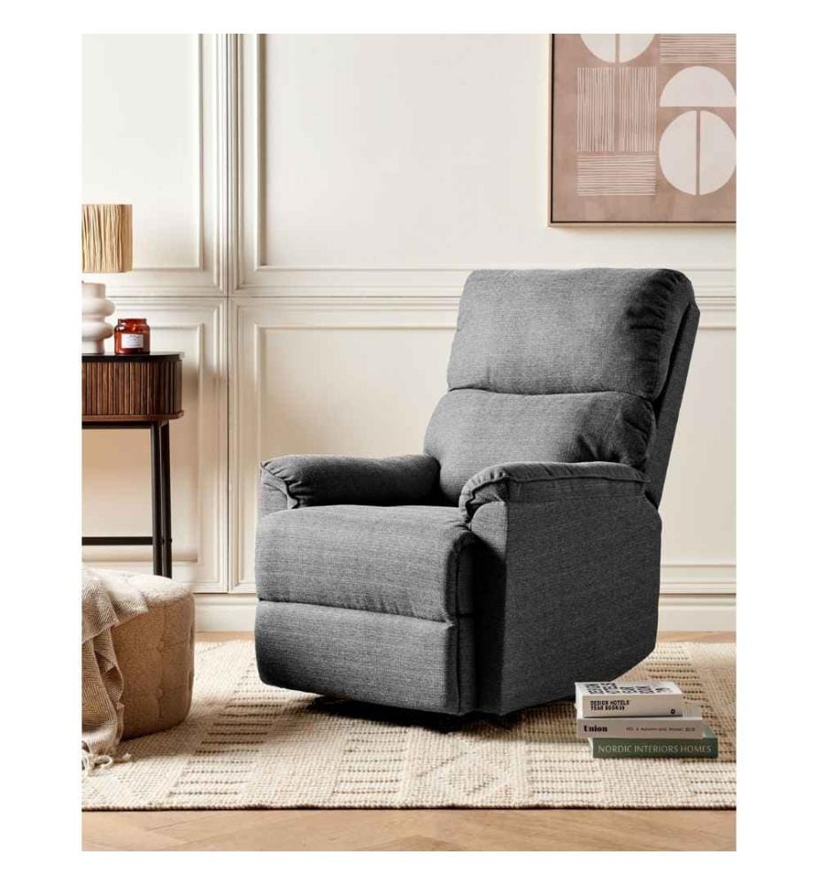 Fauteuil Inclinable en Tissu Gris Repose-Pieds et Dossier Réglable Rétro Préassemblé de Style Rétro pour Salon Confort Optimal