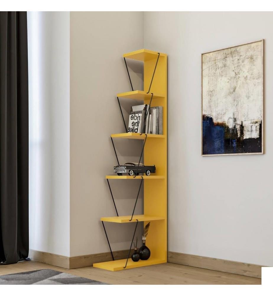 Etagère, jaune, noir, panneau de particules mélaminé