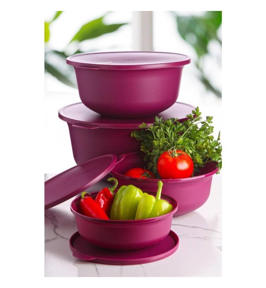 Boîte de rangement, 4 pièces, violet, polyproplène, sans Bpa