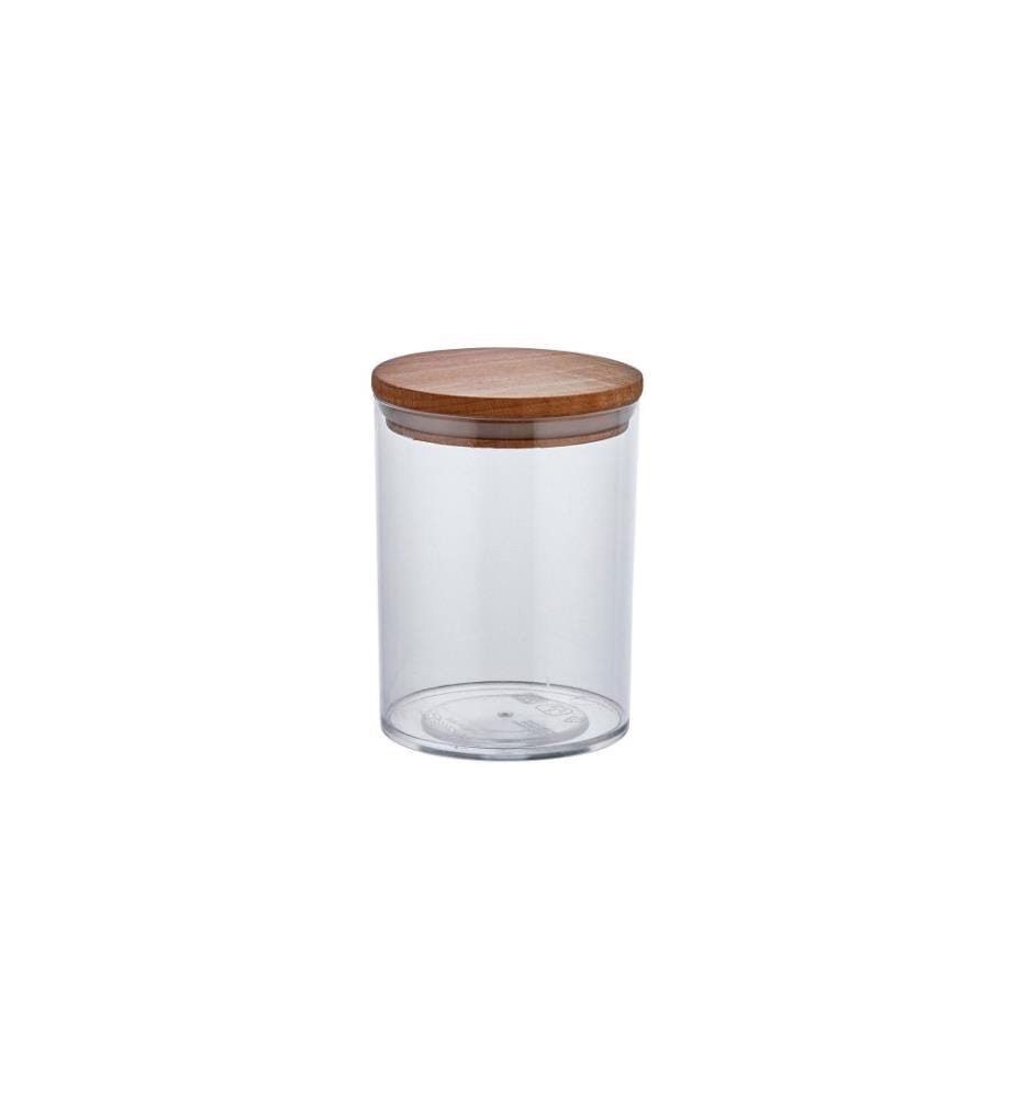Boîte de rangement, transparente, en plastique et en bois