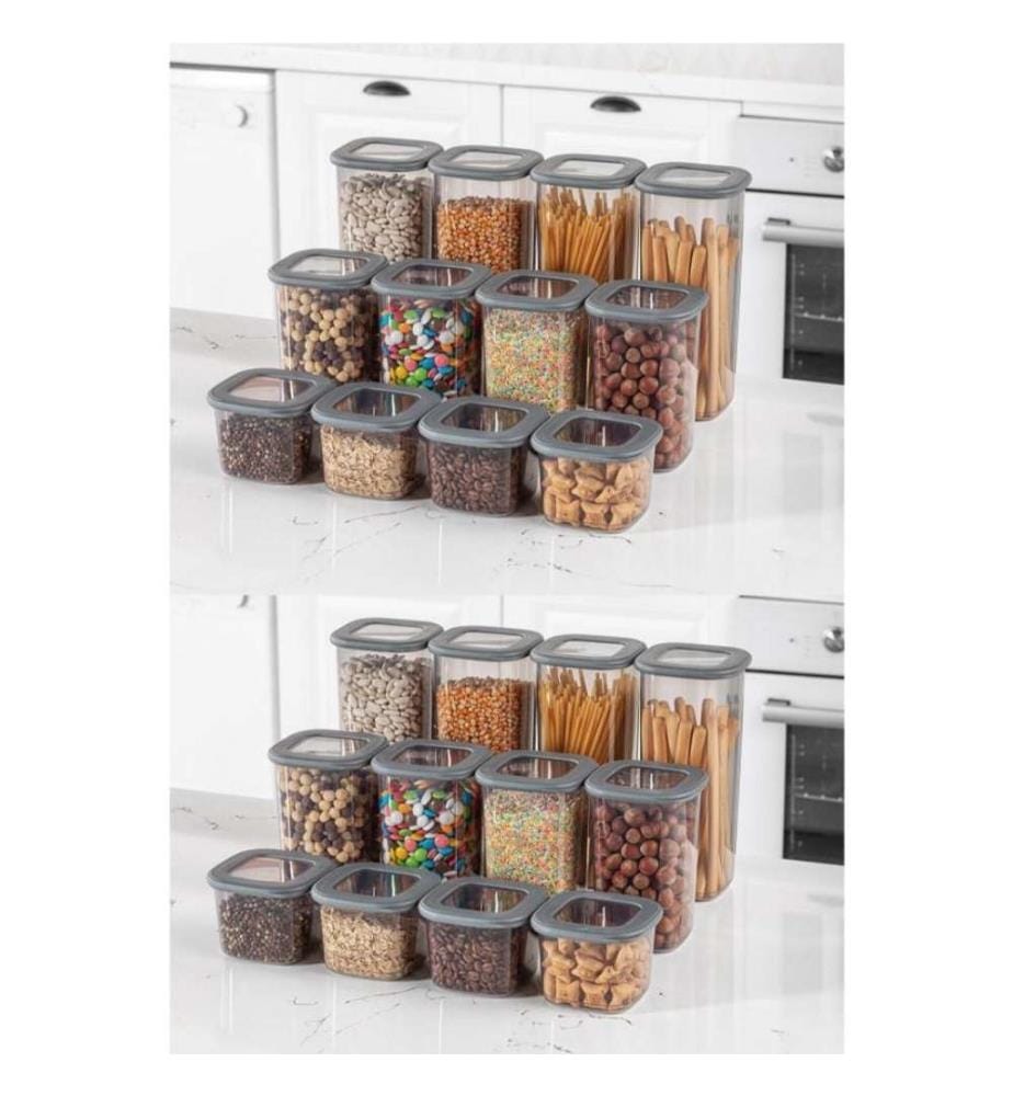 Boîte de rangement, 24 pièces, anthracite, plastique, sans Bpa