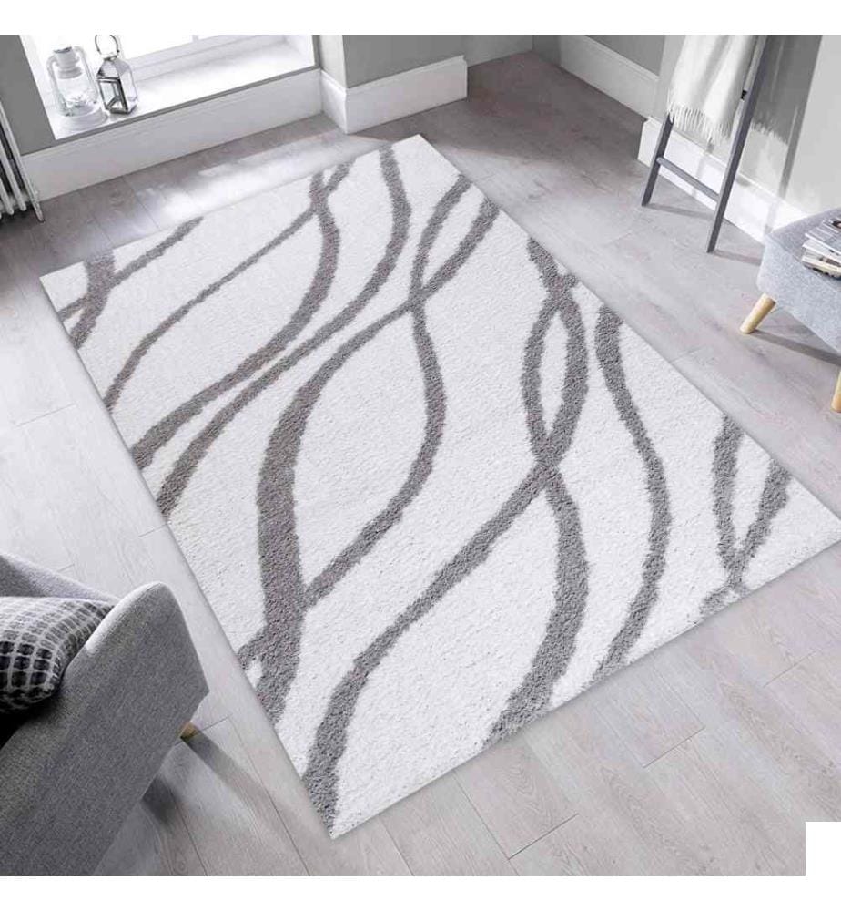 Moquette, 140 x 200, , Blanc, Gris, Micropolyester, 1750 gr-m²,