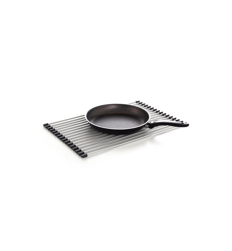 Dessous de plat, argent, acier inoxydable, pliable