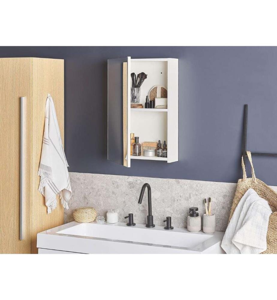 Armoire de Toilette Murale avec Miroir 40 x 60 cm Meuble de Rangement Pratique pour Salle de Bain au Style Moderne et Minimaliste