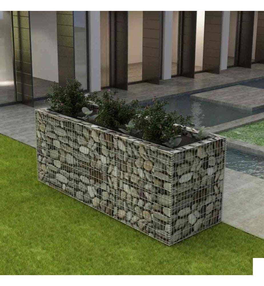 Lit surélevé à gabion Acier 270x90x100 cm