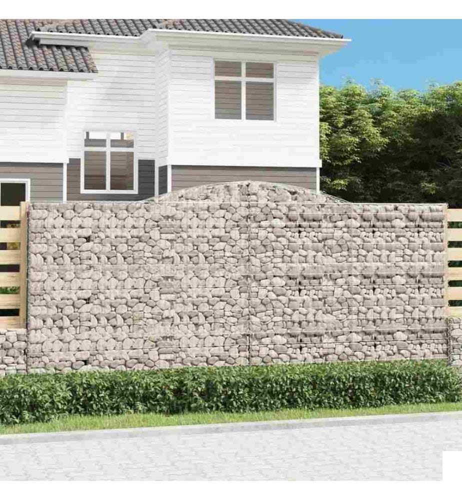 Paniers à gabions arqués 8 pcs 400x50x180/200 cm Fer galvanisé