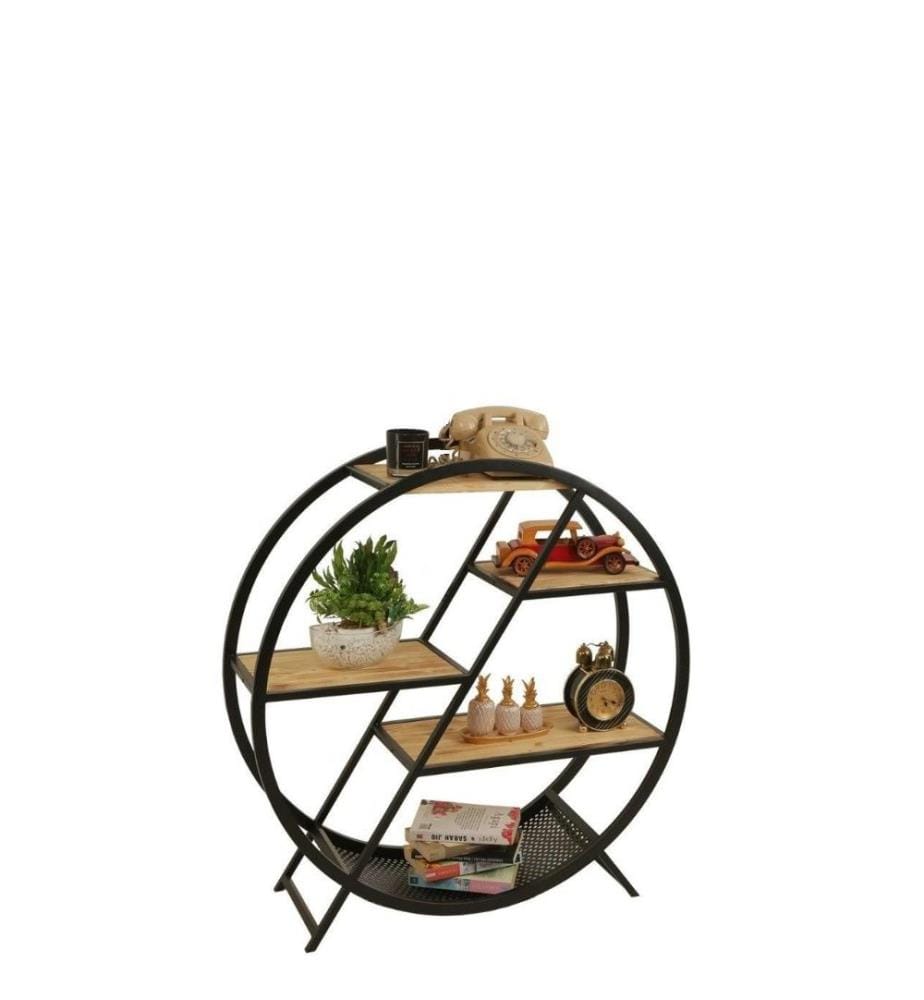 Table d'appoint, chêne, sapin véritable, cadre métallique