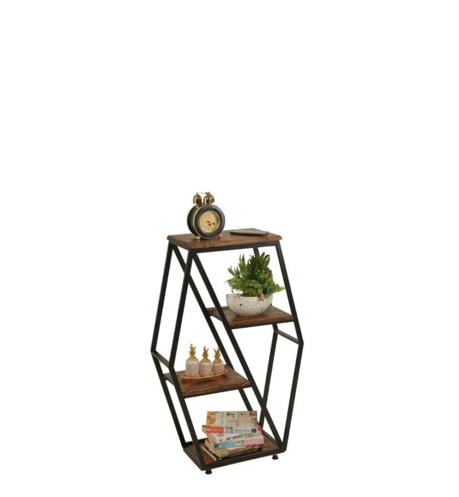 Table d'appoint, noyer, hêtre, cadre métallique