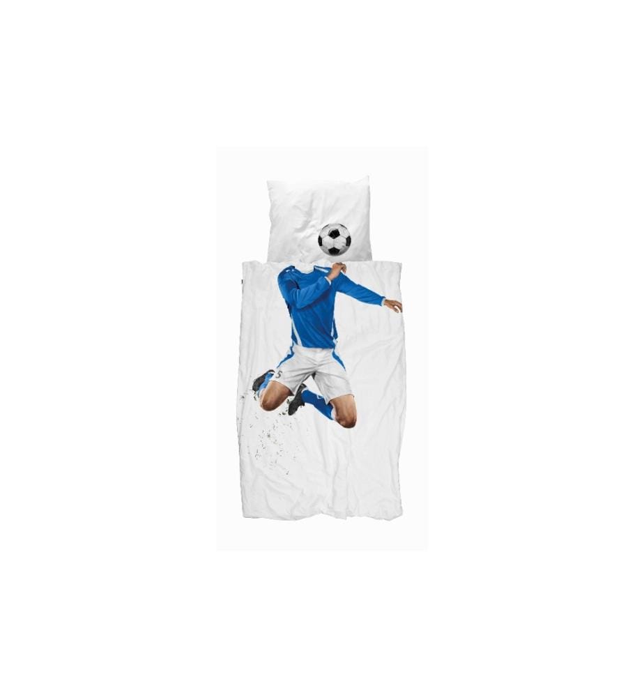 SNURK - Garniture de lit pour enfants Footballeur 160x210 cm + 65x100 cm
