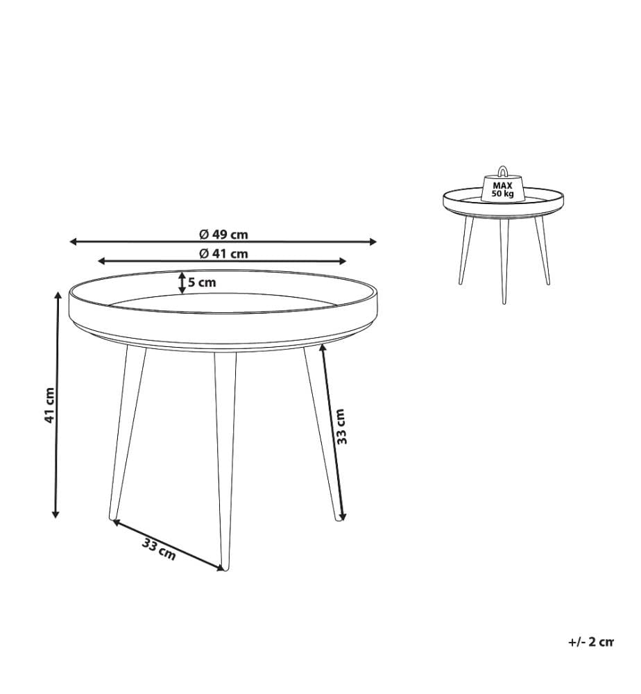 Table Basse Pour Café 49 cm en Bois de Manguier et Acier Marron Clair et Noir Pour Intérieur Boho et Moderne
