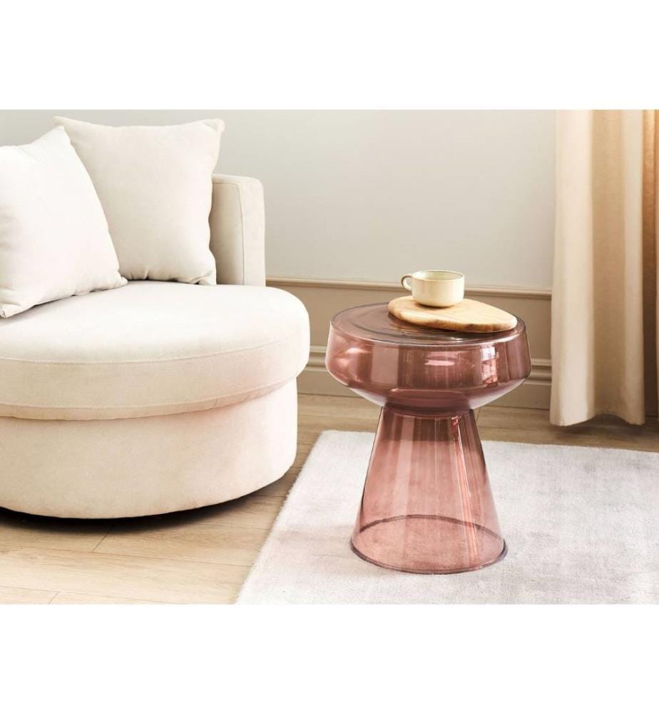 Table basse moderne ronde en verre transparent rouge salon chambre à coucher