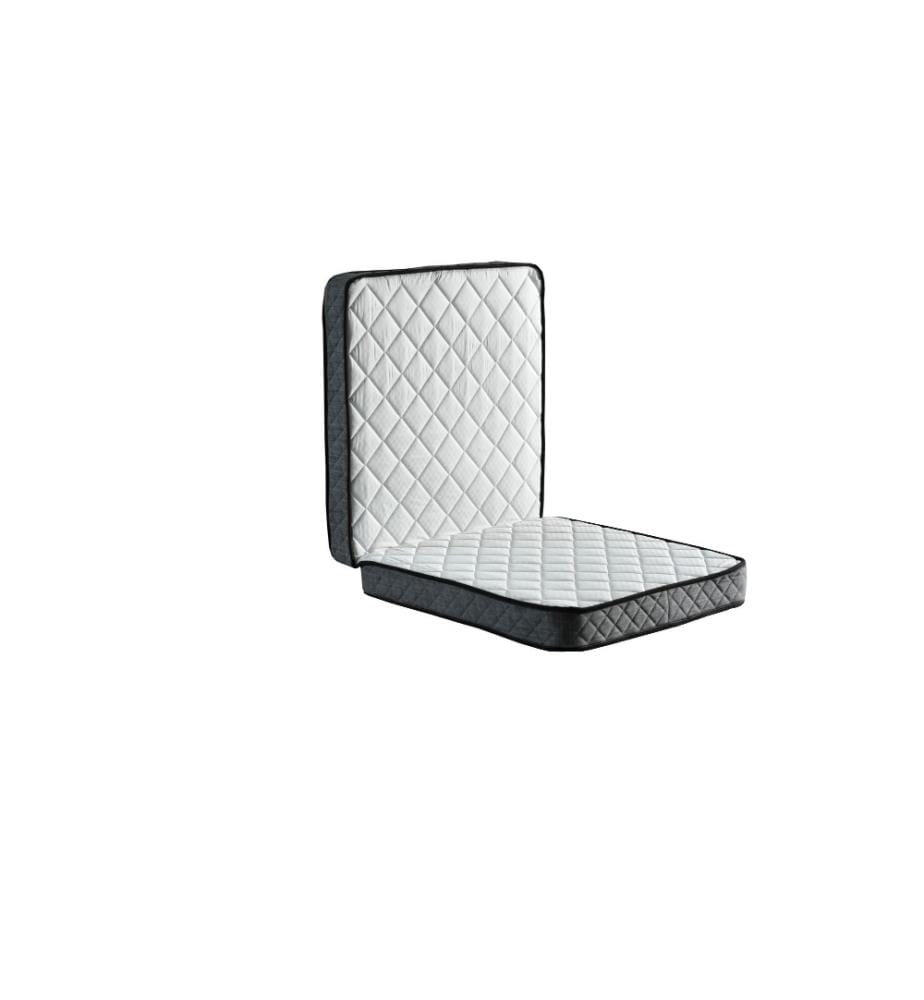 Lit pliant, blanc, noir, matelas à ressorts, 2 plis, bord matelassé