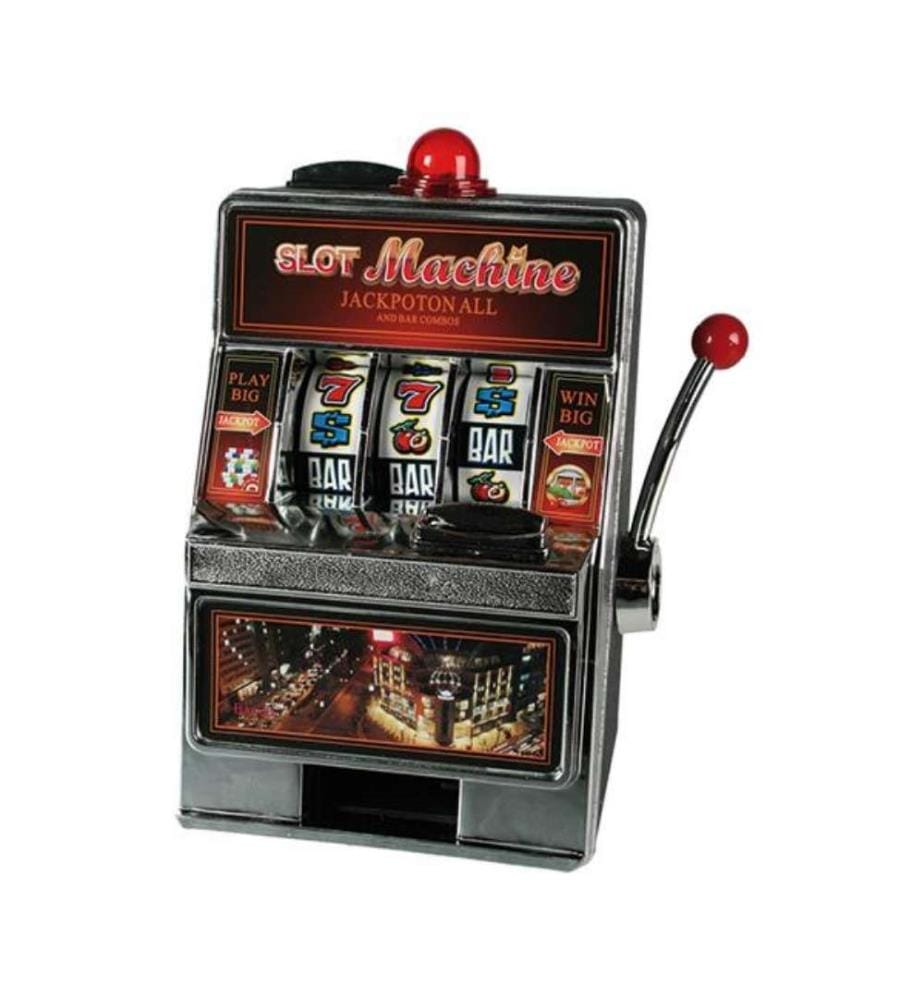 Tirelire machine à sous, avec cloche et LED en plastique sans piles, 19x13.5cm