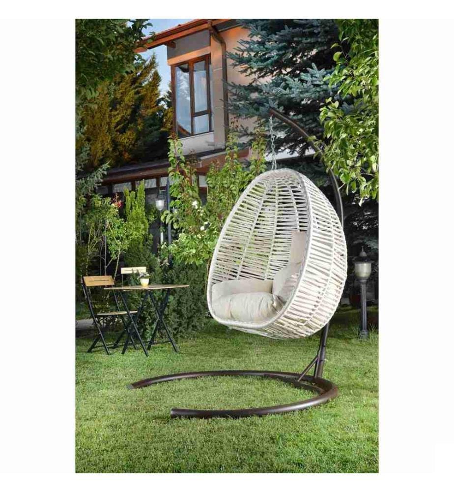 Garden Single Swing Chair, crème, métal