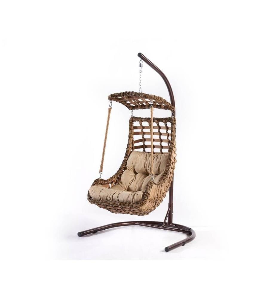 Chaise balançoire simple de jardin, marron, structure en aluminium, structure balançoire en métal