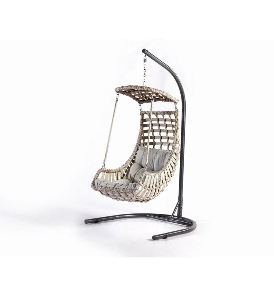 Chaise balançoire simple de jardin, crème, châssis en aluminium, châssis balançoire en métal
