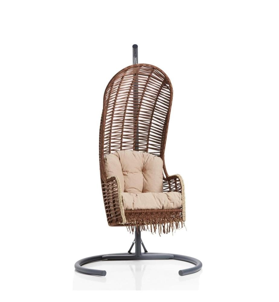 Garden Single Swing Chair, Brown Anthracite, structure métallique, tissu polyester