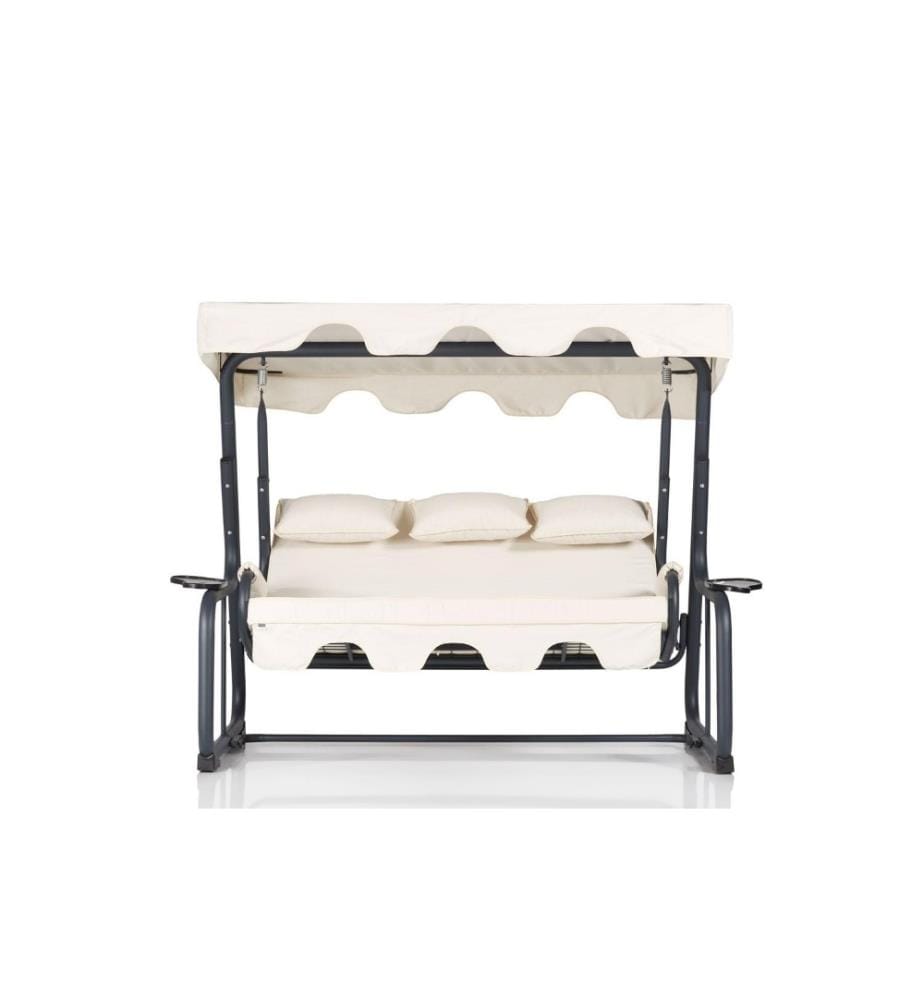 Chaise balançoire triple de jardin, multicolore, structure en métal, tissu polyester