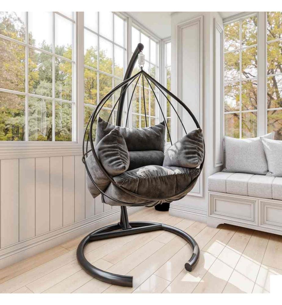 Garden Single Swing Chair, Anthracite Black, Metal