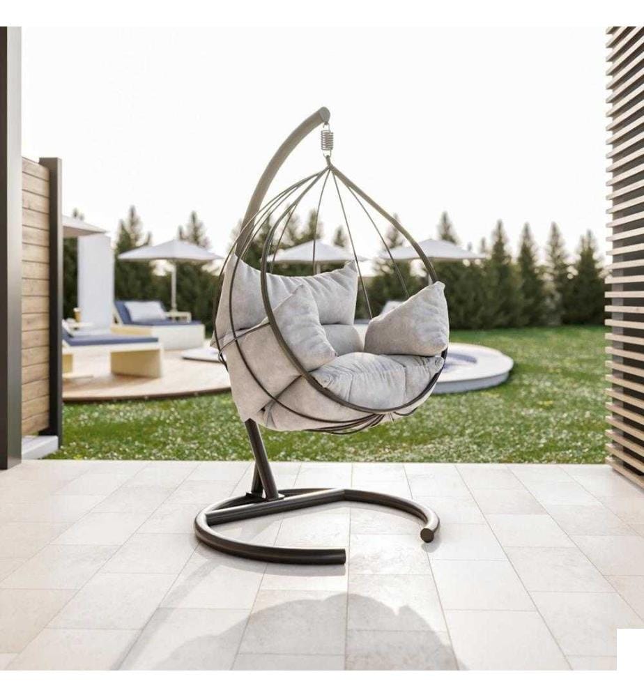 Garden Single Swing Chair, Anthracite White, Metal