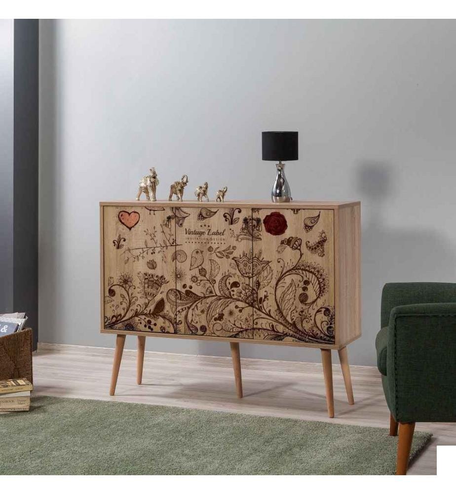 Console, chêne Sonoma, panneau de particules mélaminé