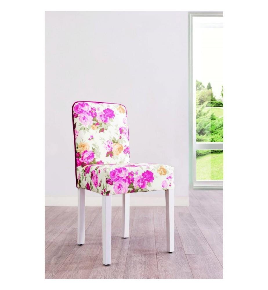 Chaise, multicolore, cadre et pieds en hêtre, revêtement en tissu polyester