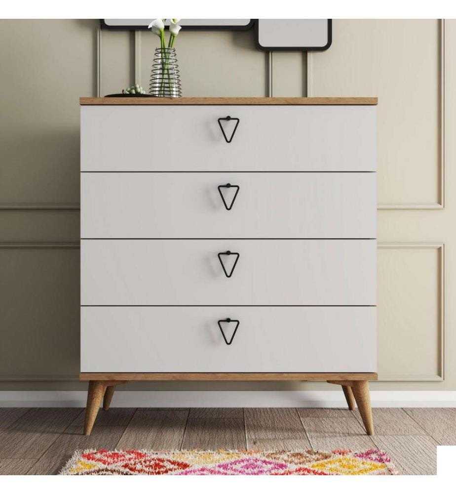 Commode, chêne blanc, panneau de particules mélaminé