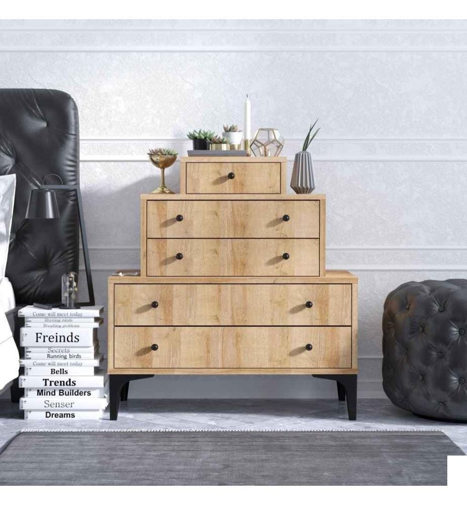 Commode, chêne, panneau de particules mélaminé