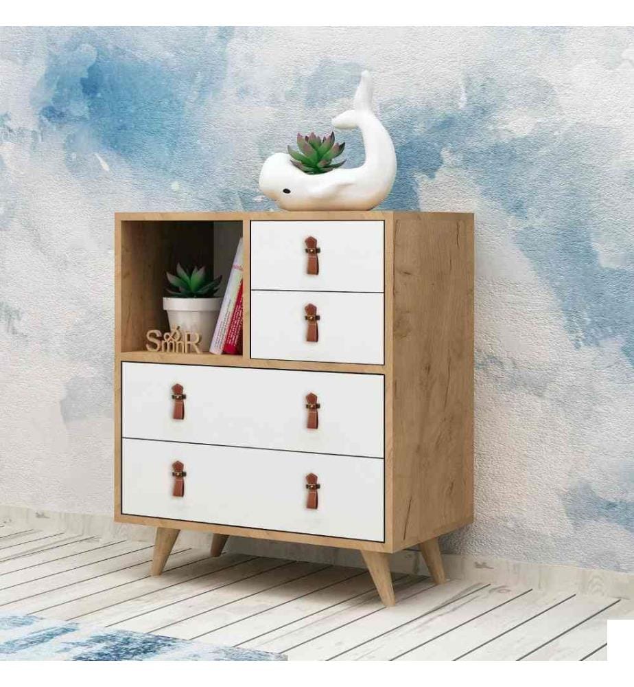 Commode, chêne blanc, panneau de particules mélaminé