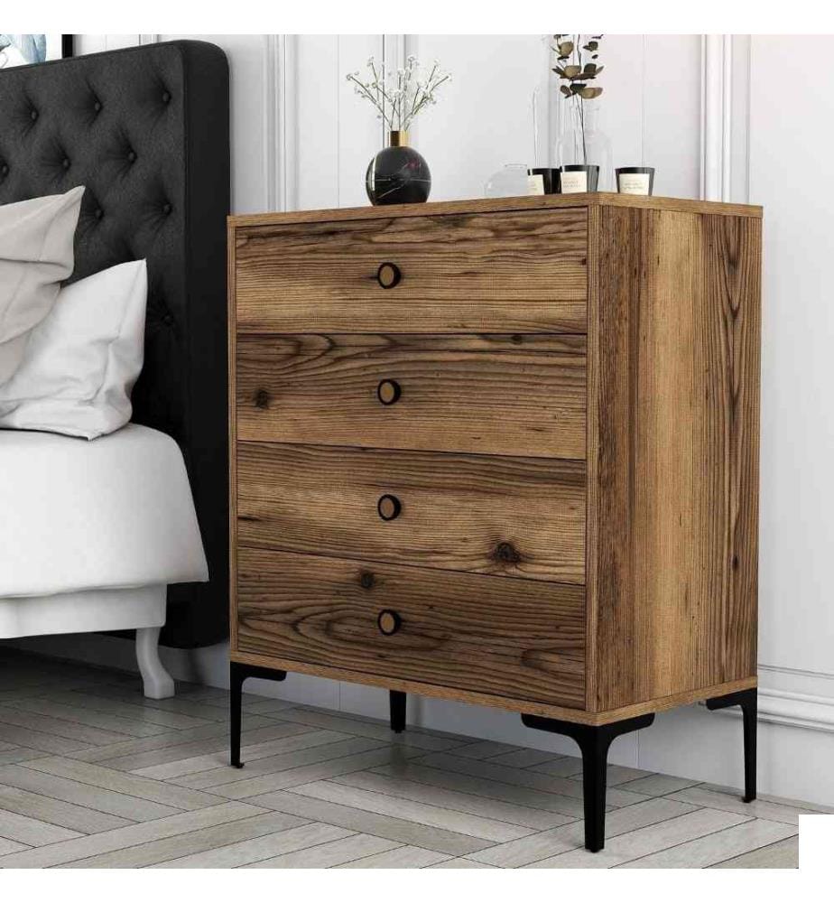 Commode, noyer, panneau de particules mélaminé