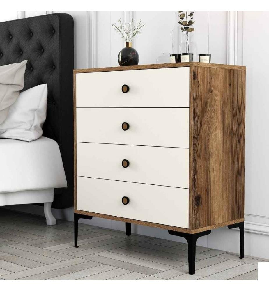 Commode, noyer crème, panneau de particules mélaminé