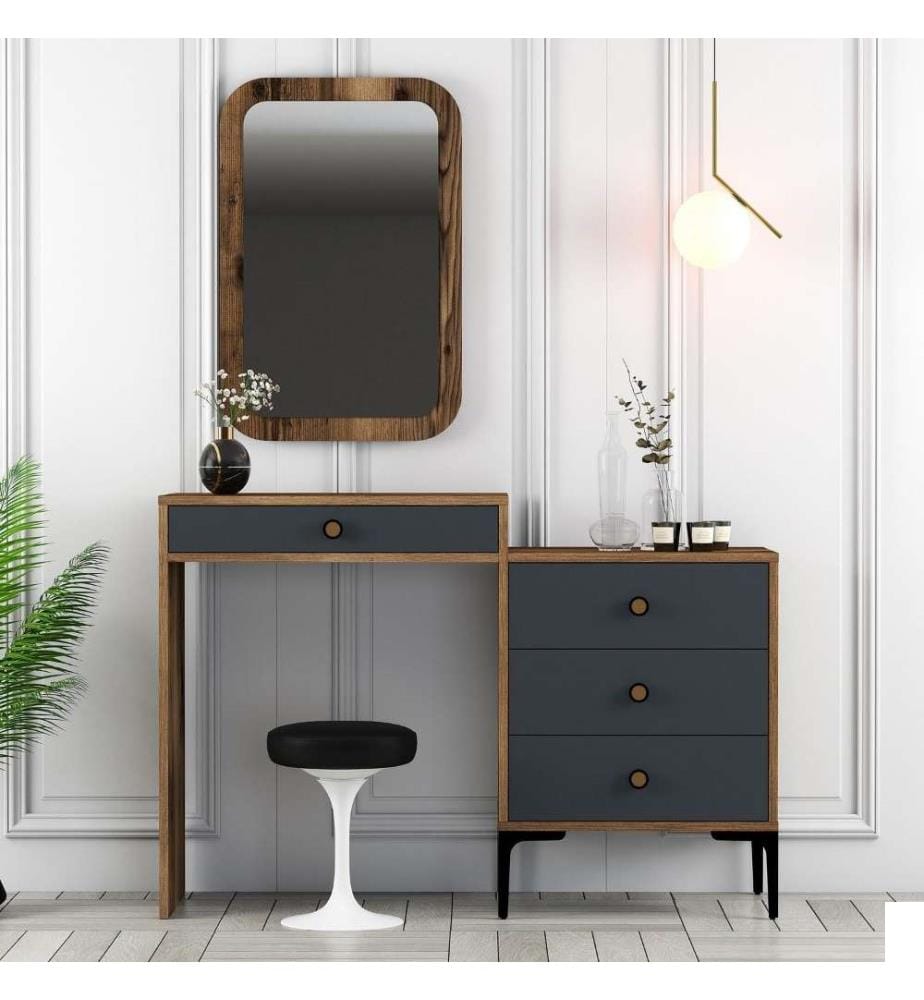 Commode, Noyer Anthracite, Panneau de particules mélaminé