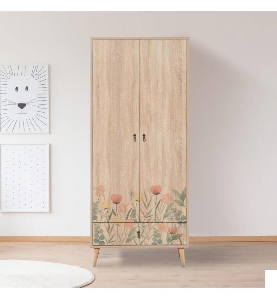 Armoire, Multicolore, Panneau de particules mélaminé, Pieds en bois