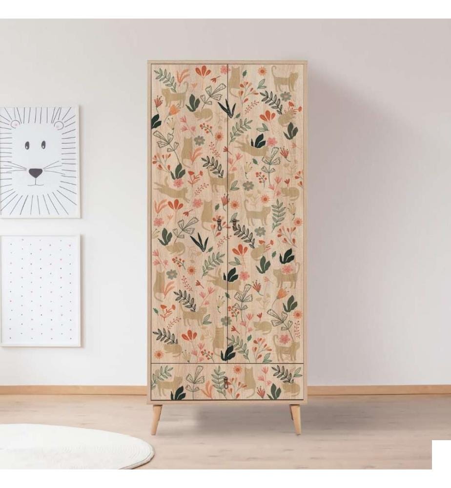 Armoire, Multicolore, Panneau de particules mélaminé, Pieds en bois