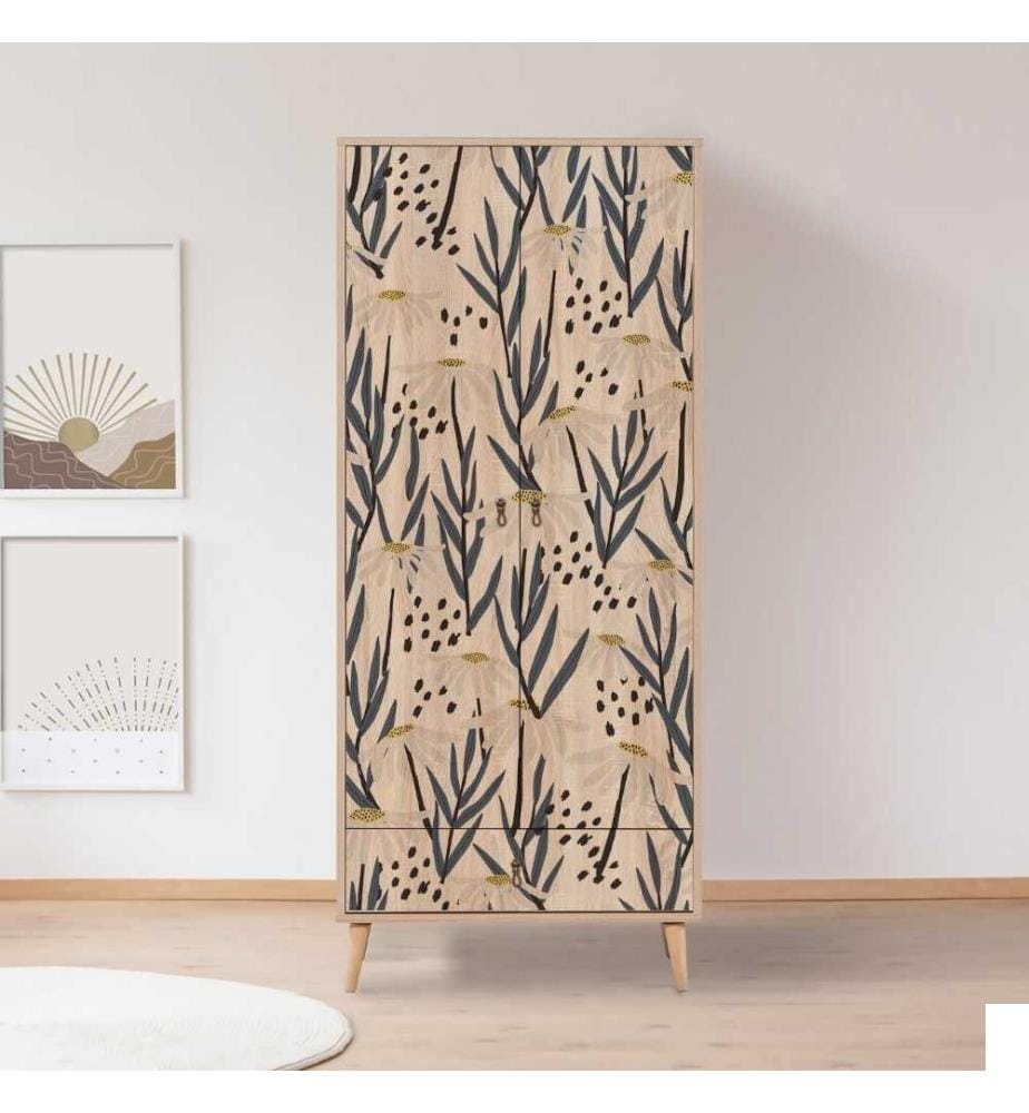Armoire, Multicolore, Panneau de particules mélaminé, Pieds en bois