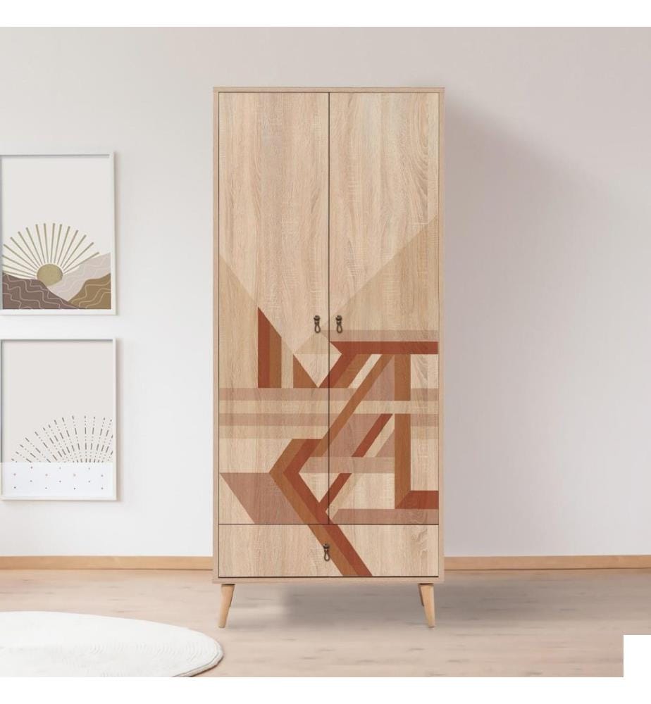Armoire, Multicolore, Panneau de particules mélaminé, Pieds en bois