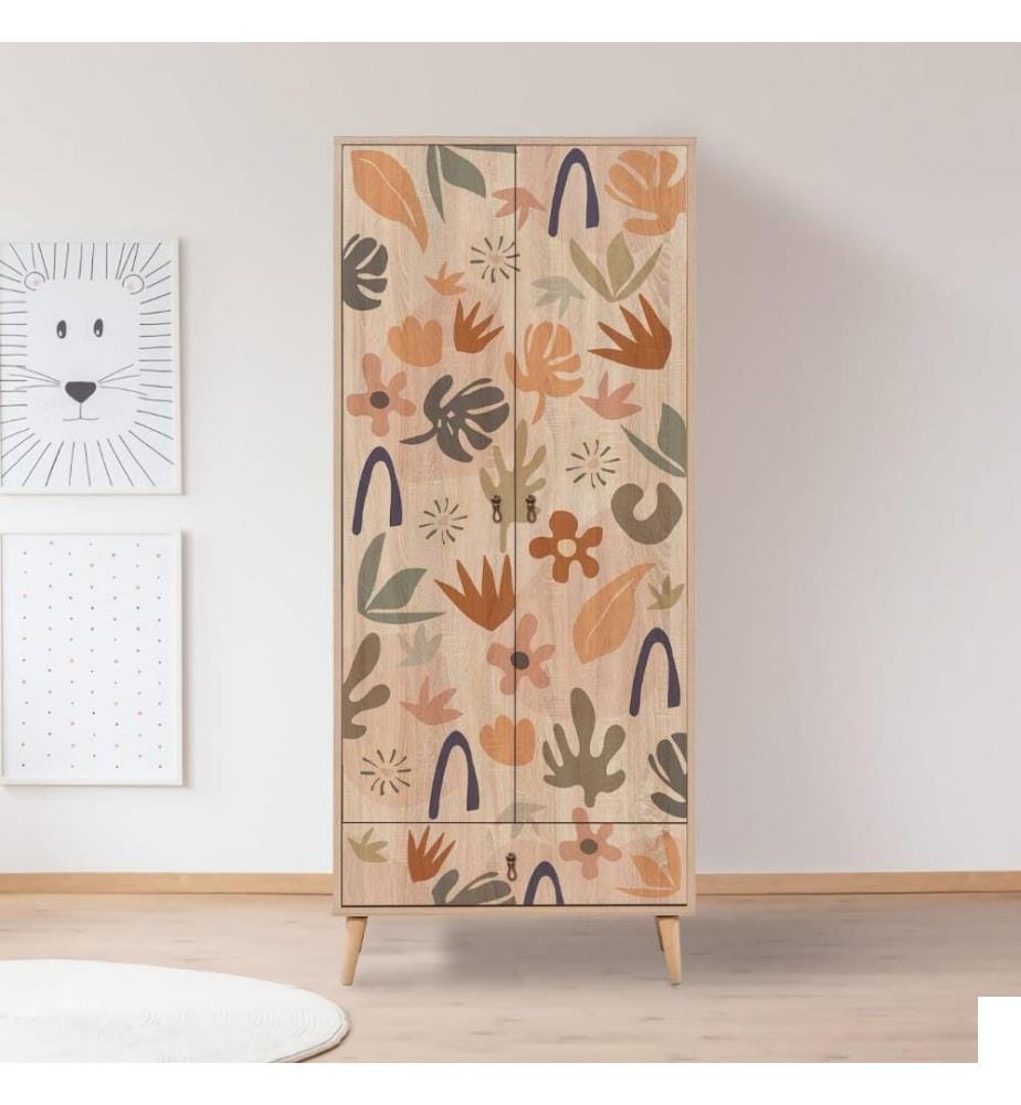 Armoire, Multicolore, Panneau de particules mélaminé, Pieds en bois