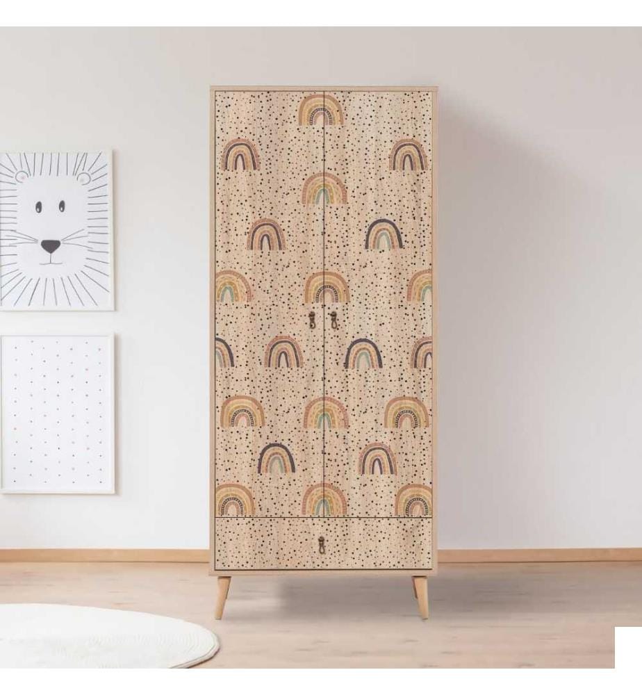 Armoire, Multicolore, Panneau de particules mélaminé, Pieds en bois